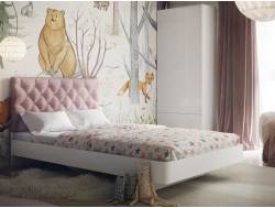 Кровать Милана с каретной стяжкой розовый