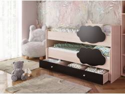 Кровать Соник с ящиком млечный дуб с венге