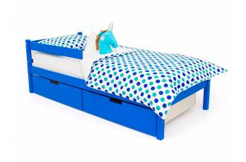 Кровать Svogen classic с ящиками и бортиком синий
