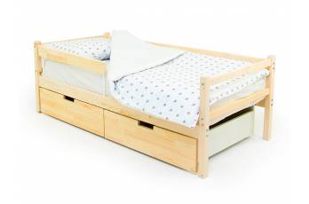 Кровать-тахта Svogen с ящиками и бортиком натура без покрытия