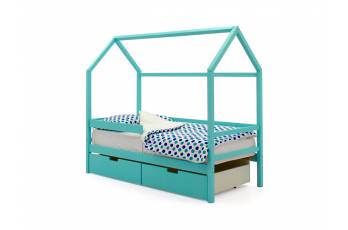 Кровать-домик Svogen с ящиками и бортиком мятный