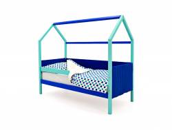 Кровать-домик мягкий Svogen с бортиком мятно-синий