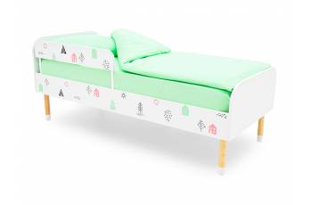 Кровать Stumpa Классика с бортиком рисунок Домики розовый, бирюзовый