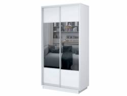 Шкаф-купе Тандем 1216х600х2200 двери комби в профиле белый глянец