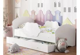 Кровать Тучка с бортиками и ящиком белая