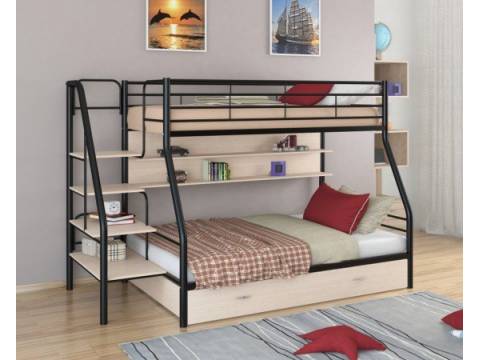 Двухъярусная кровать Толедо 1 ПЯ черный молочный