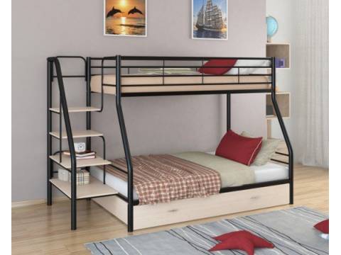 Двухъярусная кровать Толедо 1Я черный молочный