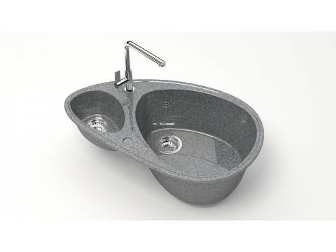 Мойка овал 1,5чаши Эмма Z13Q8 темно-серый