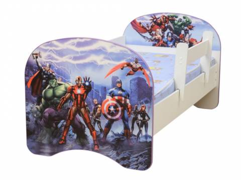 Кровать детская с фотопечатью без ящика Супергерои