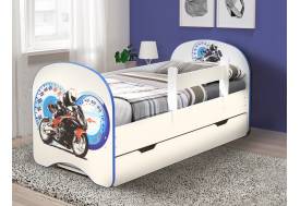 Кровать детская с фотопечатью с 1 ящиком Мотоцикл