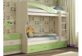 Кровать двухъярусная Буратино зеленая