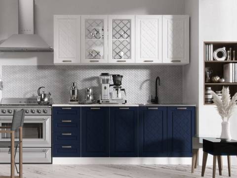 Кухня Агава МДФ 2000 акация белая-сапфир