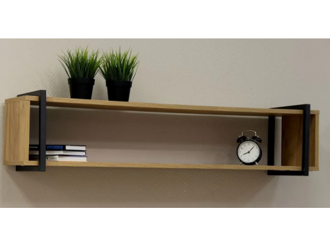 Полка металлическая ЛОФТ-12 Дуб крафт золотой/черный матовый