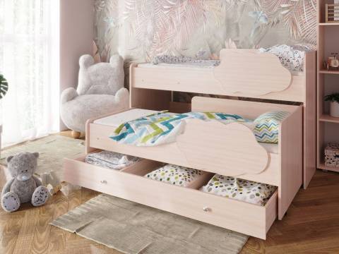 Кровать Соник с ящиком млечный дуб