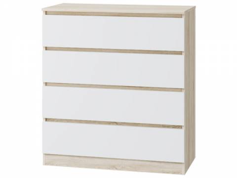 Комод 4 ящика Лори дуб сонома, белый