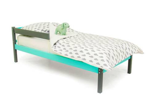 Кровать Svogen classic с бортиком графит-мятный