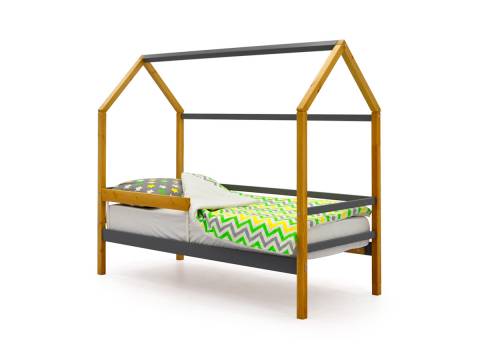 Кровать-домик Svogen с бортиком дерево-графит