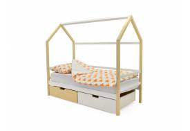 Кровать-домик Svogen с ящиками бежево-белый