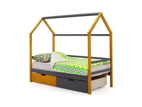 Кровать-домик Svogen с ящиками дерево-графит