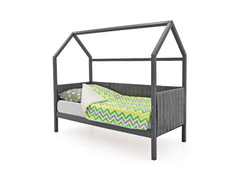 Кровать-домик мягкий Svogen графит