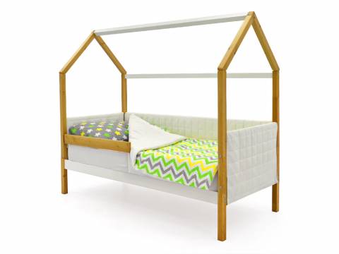 Кровать-домик мягкий Svogen с бортиком дерево-белый