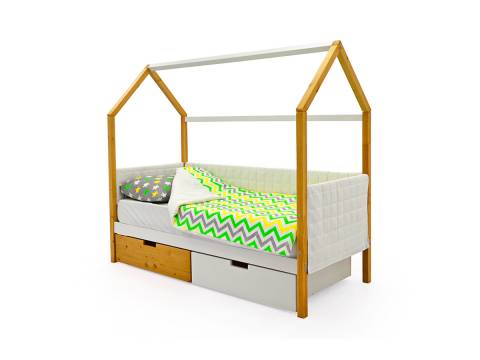 Кровать-домик мягкий Svogen с ящиками дерево-белый