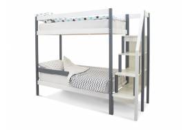 Двухъярусная кровать Svogen с бортиком графит-белый