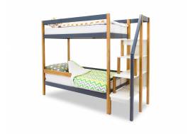 Двухъярусная кровать Svogen с бортиком дерево-графит