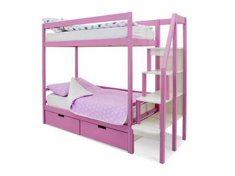 Двухъярусная кровать Svogen с ящиками лаванда
