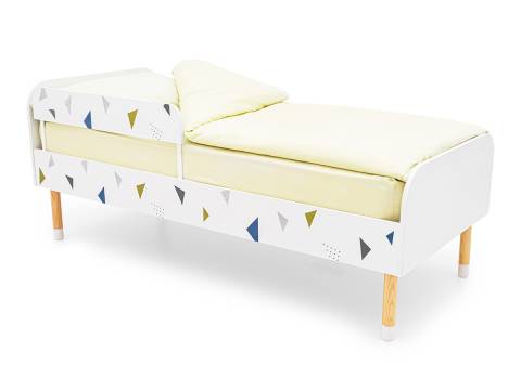 Кровать Stumpa Классика с бортиком рисунок Треугольники зеленый, синий