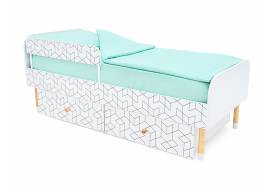 Кровать Stumpa Классика с бортиком и ящиками Кубики