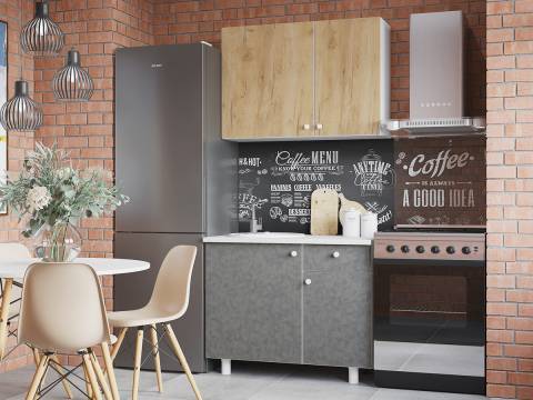 Кухонный гарнитур Point 1000 Дуб золото/Бетон