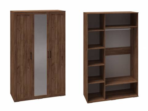 Шкаф 3-х створчатый с зеркалом София СШ-23 Дуб крафт табачный