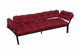 Диван Дачный с подлокотниками бордовая подушка