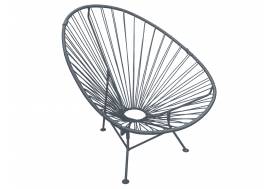 Кресло Ракушка с ротангом серый