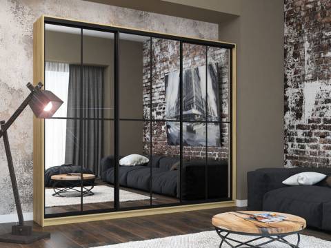 Шкаф-купе Лофт Шк30-47 3000 3 двери глубина 470 фасад зеркало +