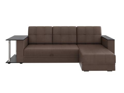 Диван угловой Атлант со столиком кожзам коричневый