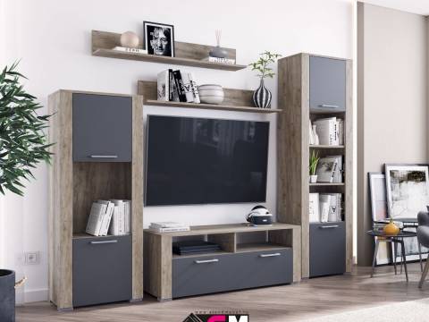 Гостиная Мирослава Дуб Крафт Серый/Графит