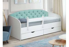 Кровать с мягкой спинкой Софа №9 бирюза с бортиком 800х1900