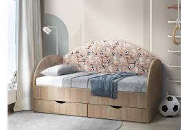 Кровать с продольной мягкой спинкой Софа №11 мишки