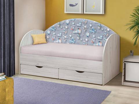 Кровать с продольной мягкой спинкой Софа №11 800х1900 шарики