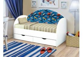 Кровать с продольной мягкой спинкой Софа №11 800х1900 гонщик