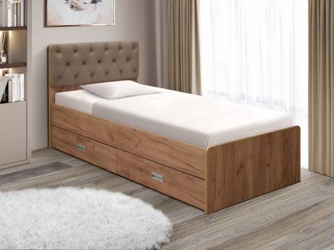 Кровать одинарная №7 с ящиками 800х1900 мягкая спинка каретная стяжка