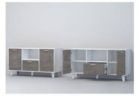 Тумба Эго Т-2 бетон светлый/камень темный на ножках