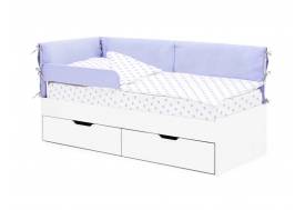 Детская мягкая кровать Denvas с бортиком и ящиками нежная сирень