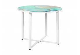 Стол Рольф 900 круглый голубой мрамор
