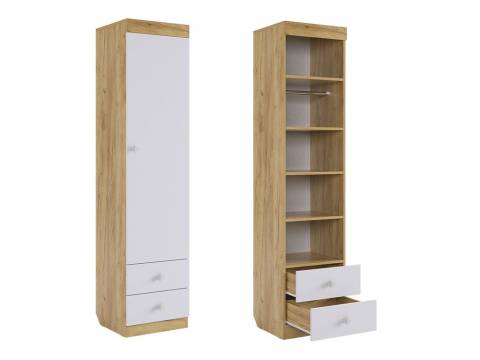 Шкаф с ящиками одностворчатый Форсаж дуб крафт золотой/белый