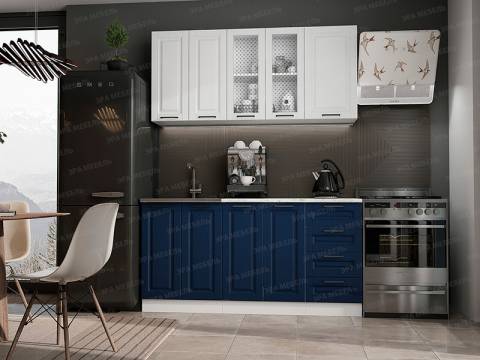 Кухонный гарнитур Вита МДФ 1600 шато белый/шато индиго