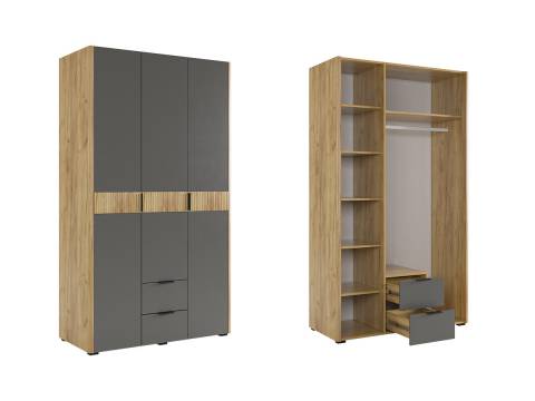 Шкаф трехдверный Адам дуб крафт золотой/графит