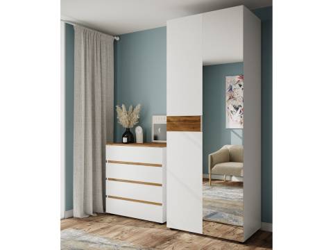 Шкаф двухдверный 800 Лотос с зеркалом Дуб крафт